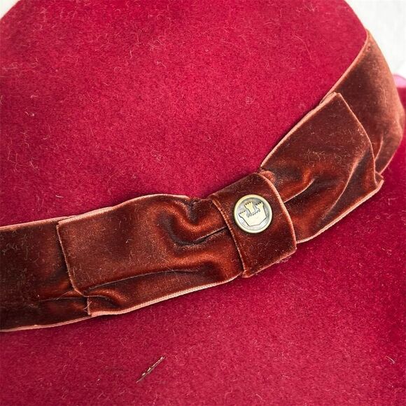 Goorin Bros Unisex Semi-Floppy Wool Hat Red Velvet Band Bow Detail S - Picture 3 of 7